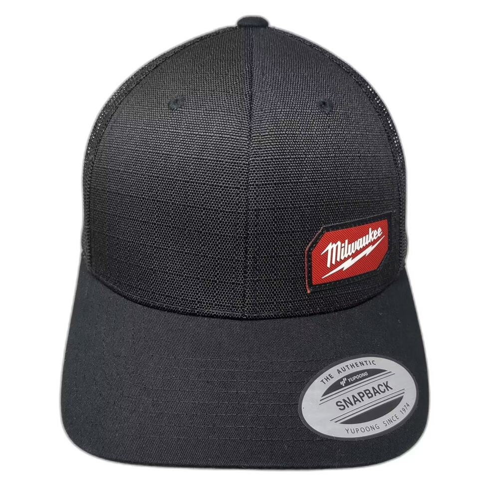 Milwaukee Trucker Hat Black Red OS Snapback Mesh Gridiron Adjustable Logo Patch